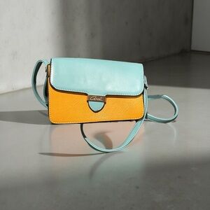 Stylish Aqua and Mustard Crossbody Bag